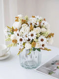 TTCY Silk Rose Artificial Bouquet – Wedding & Home Décor Gift Artificial Flower Bouquet Babs WHITE 1 PC