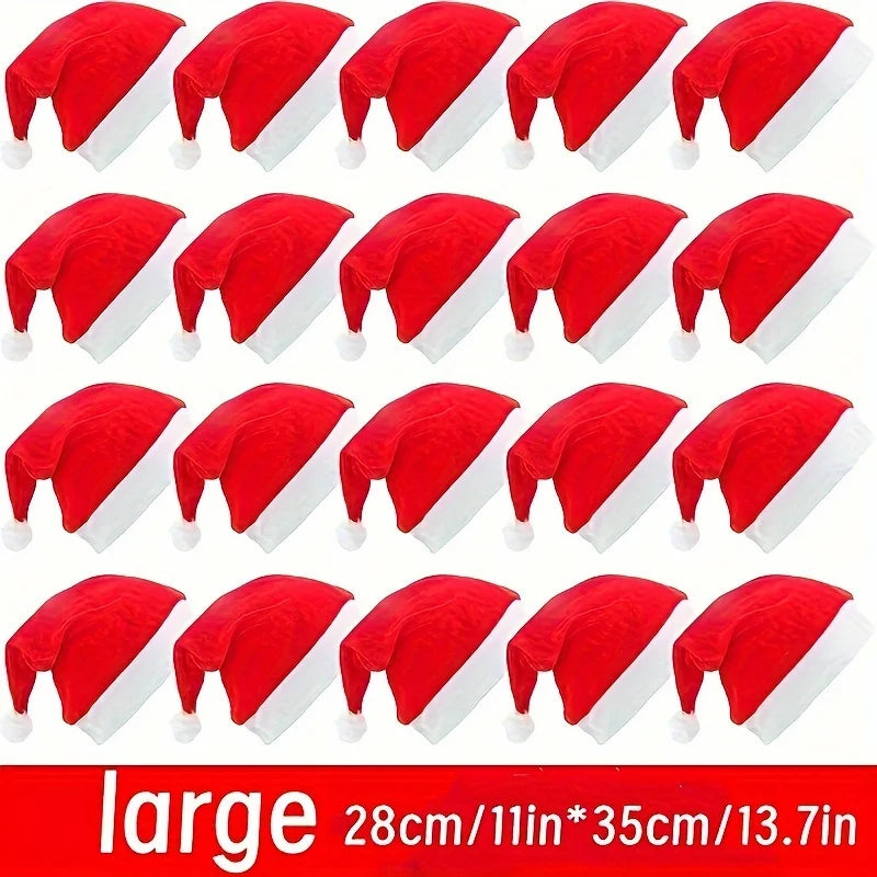 20-Pack Santa Claus Hats – Classic Red Christmas Holiday Hats Christmas Costume Hat Babs 29x38cm 20pcs