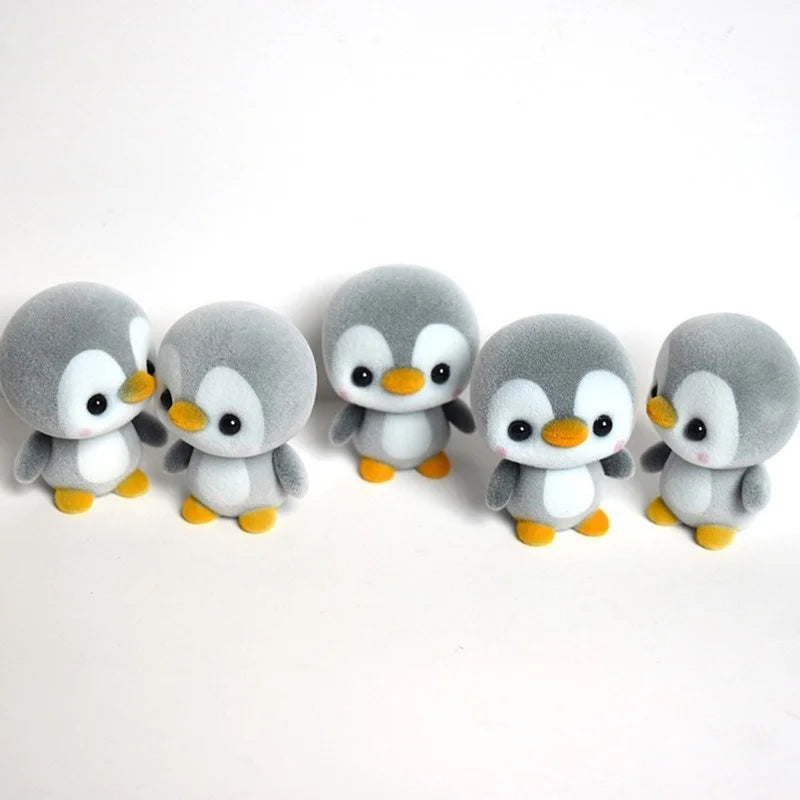 Mini Flocked Kawaii Penguin Doll – 5.5CM PVC Toy, 4 Colors Collectible Figurine Babs