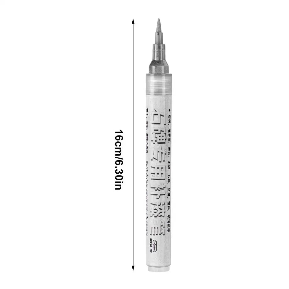 Tombstone Marker Pen – Waterproof Fade-Resistant 12 Colors Stone Paint Marker Babs Silver 1pcs