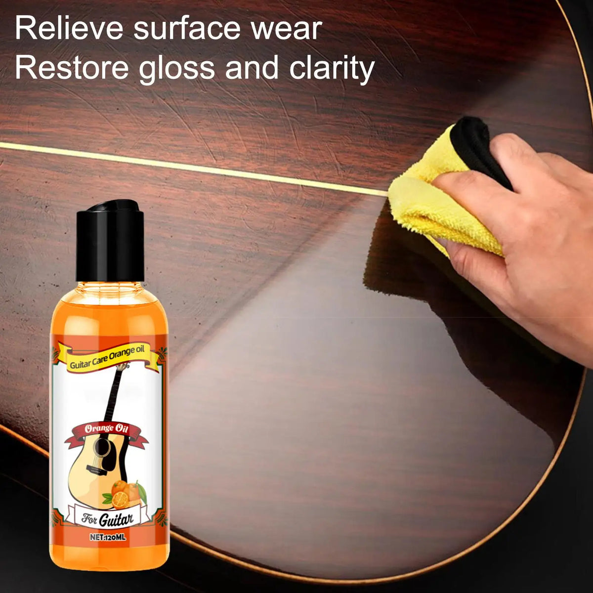 120ml Guitar Fretboard Oil Cleaning Kit with Cloth Guitar Care Kit Babs