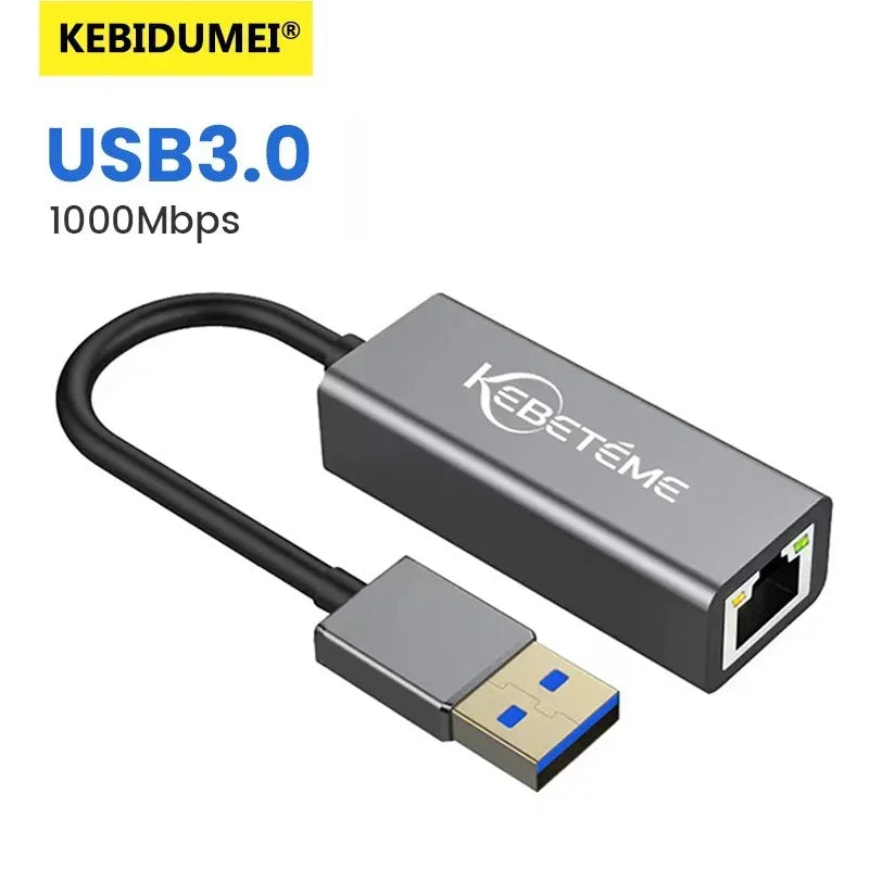 USB 3.0 to RJ45 Gigabit Ethernet Adapter 1000Mbps – KEBIDUMEI USB Ethernet Adapter Babs 1000M USB3.0 to RJ45