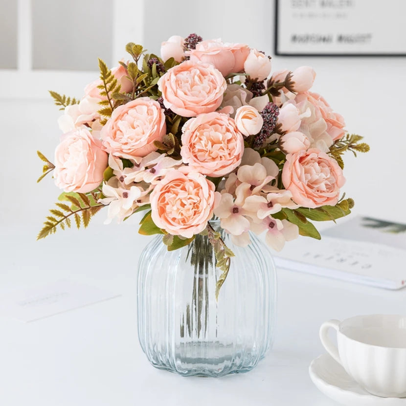 32CM Silk Peony Hydrangea Artificial Flower Bouquet | Home Decor Artificial Flower Bouquet Babs