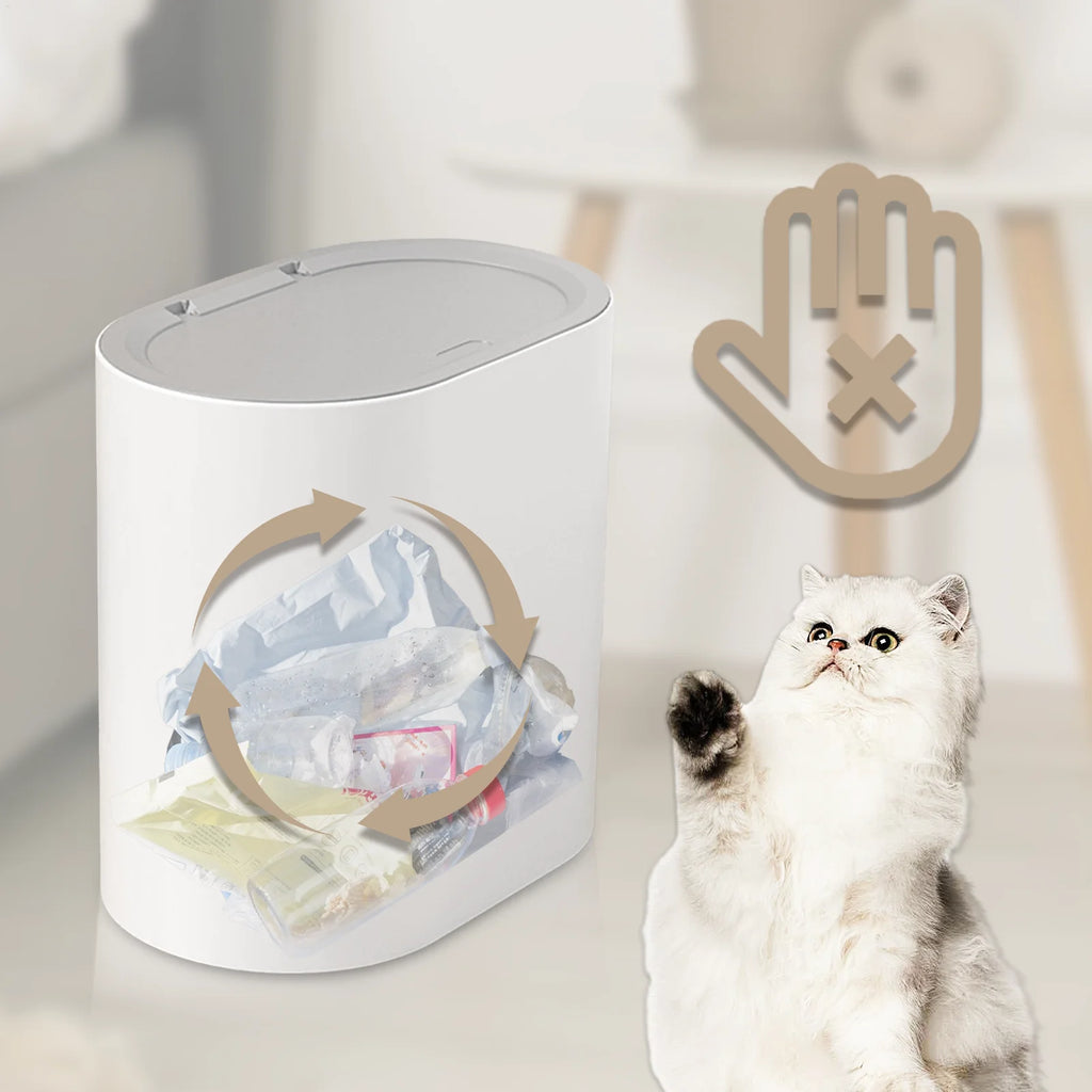 Press-Top Trash Can with Lid – Compact ABS Bathroom Bin Press-Top Trash Can Babs