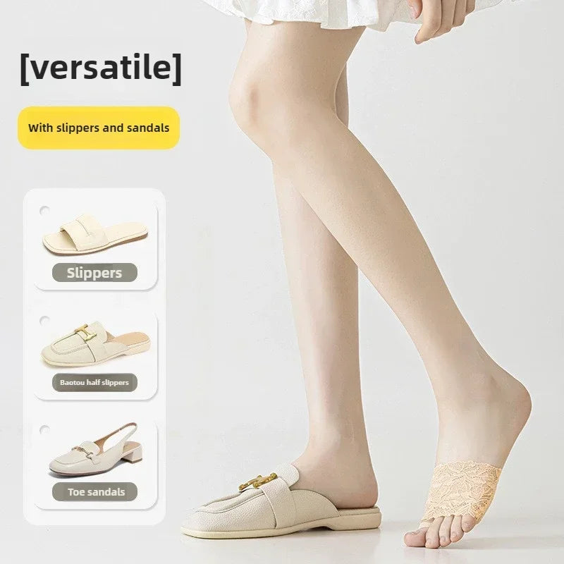Women's Non-Slip Half Sole Lace Foot Cover Socks 1-10 Pairs Half Sole Foot Cover Babs