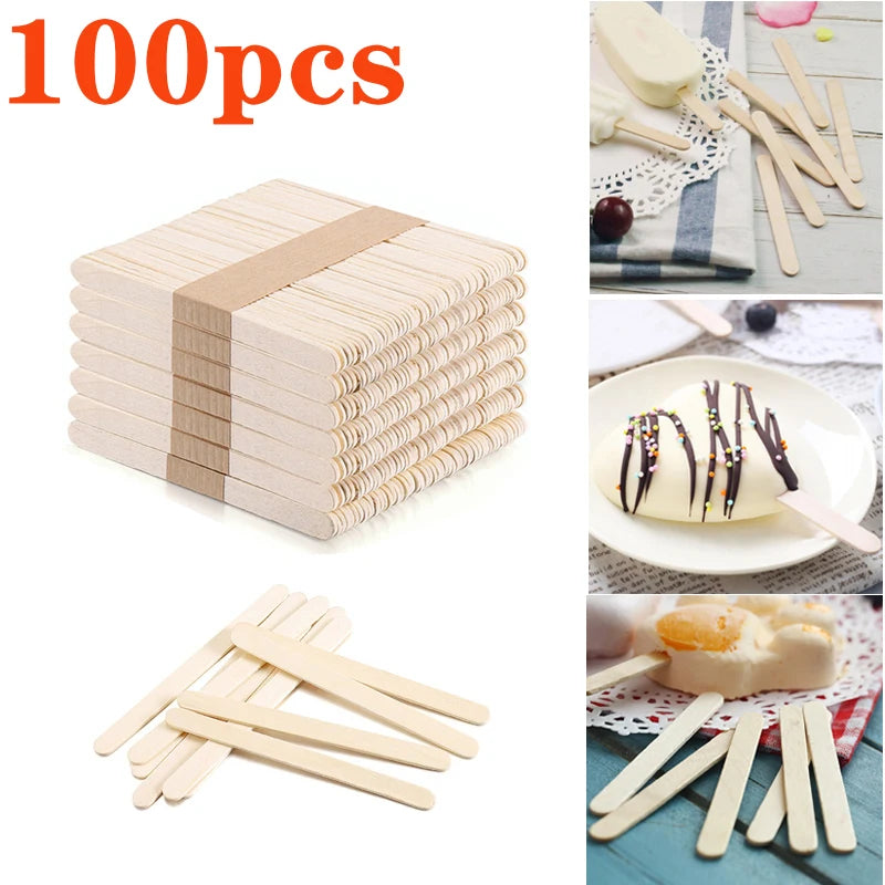 100pcs Natural Birch Wood Popsicle Sticks for DIY Crafts Wood Craft Sticks Babs