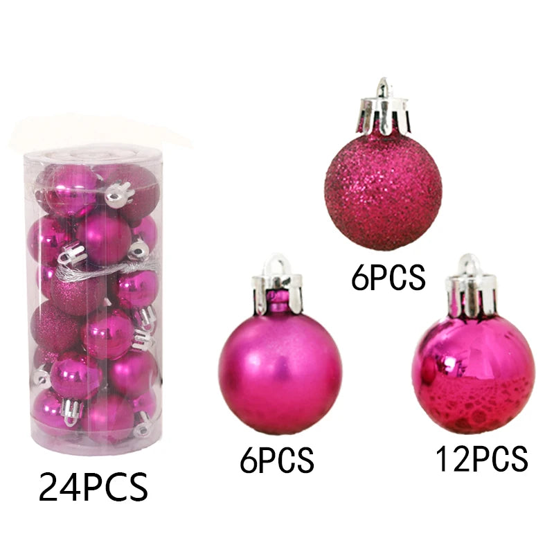 24Pcs Mini Christmas Ball Ornaments – 3cm Tree Decorations Christmas Tree Ornaments Babs Purple 1 3cm