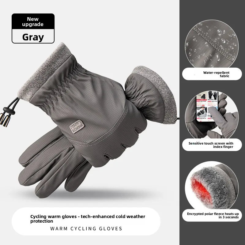 Men's Winter Thermal Touch Screen Cycling Gloves Fleece Lined Cycling Gloves Babs GRAY