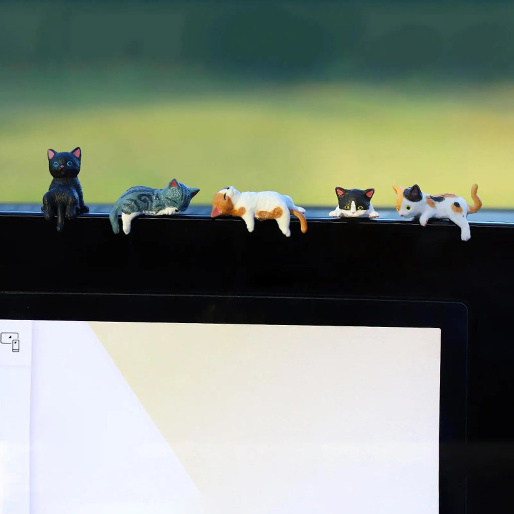 12pcs Mini Sleeping Cat Figurines – Desk, Home & Car Décor Cat Figurine Set Babs