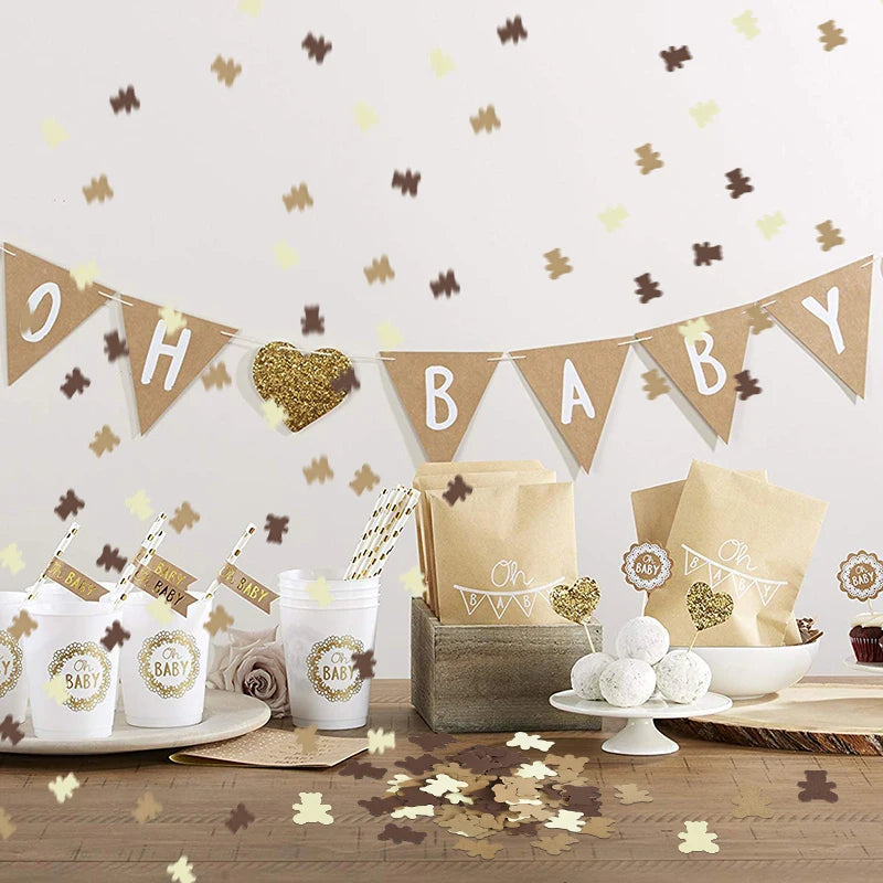 100Pcs Teddy Bear Paper Confetti – Baby Shower & Birthday Party Party Confetti Babs