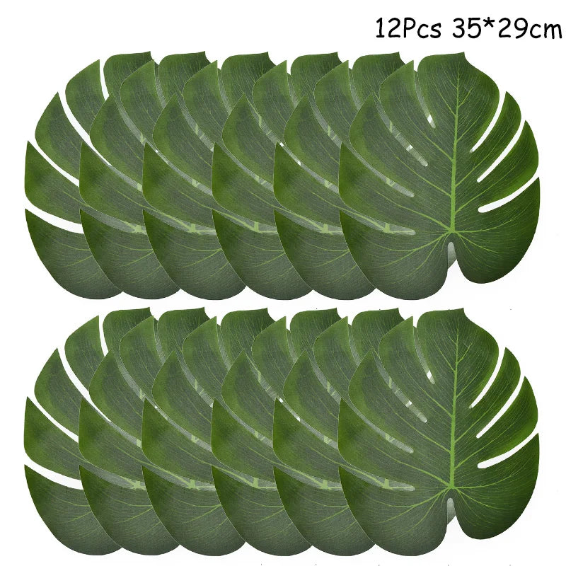 Jungle Safari Party Balloons – Green Latex & Foil Palm Leaf Set Party Balloon Set Babs 12pcs large leaves as picture