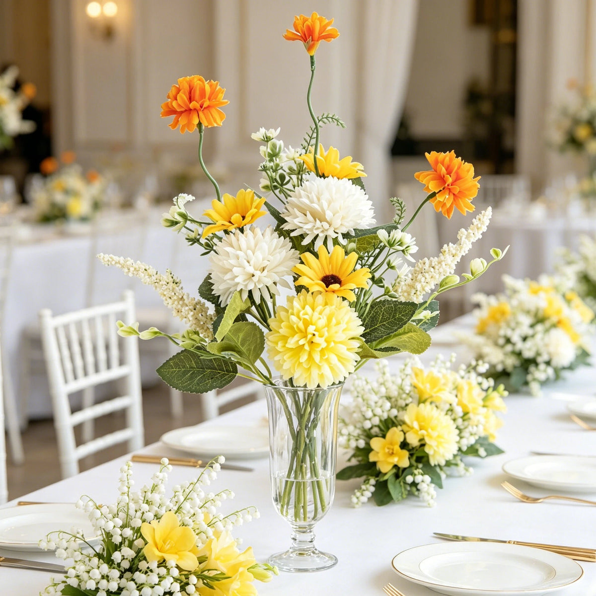 Silk Artificial Chrysanthemum Bouquet – Wedding & Home Decor Artificial Flower Bouquet Babs