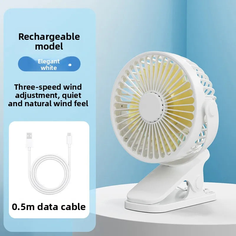 Clip-On Desktop Mini Fan – Quiet 3-Speed, Portable Summer Fan Clip-On Desk Fan Babs 1Pc white
