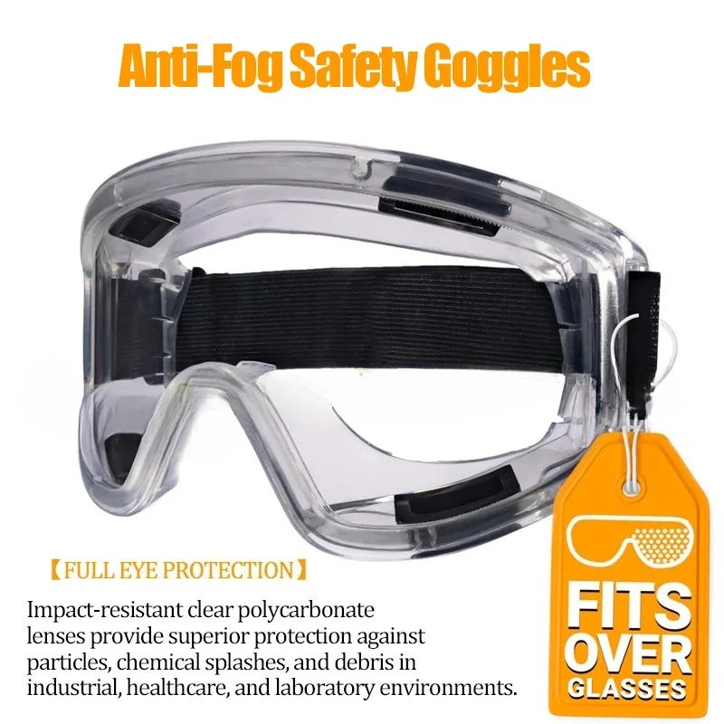 Anti-Fog Safety Goggles | Clear Protective Eyewear, Elastic Strap Safety Goggles Babs