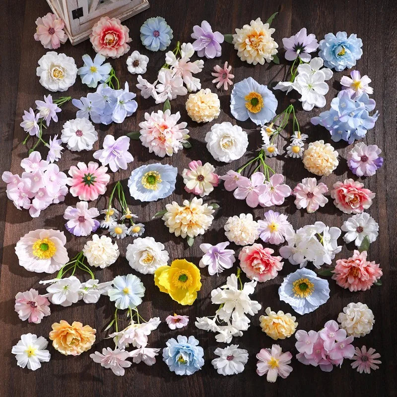 Silk Rose Artificial Flower Heads 4-6CM Mix | 20/50 Pcs Artificial Flower Heads Babs Mix 20Pcs