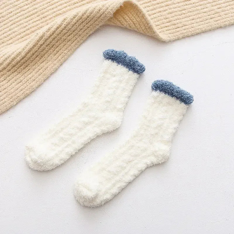 Women's Coral Fleece Thermal Socks – Non-Slip Winter Booties Thermal Fleece Socks Babs White One Size