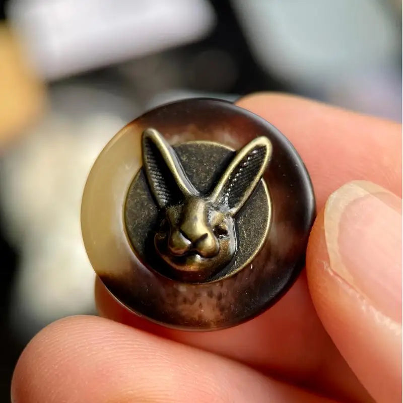 6 Pcs 25mm Vintage Rabbit Head Antique Brass Shank Buttons Metal Shank Buttons Babs