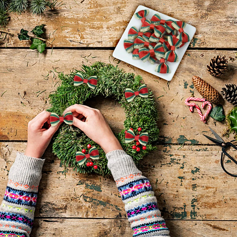 30Pcs Mini Christmas Bow Knots – Tree, Wreath & Gift Décor Christmas Bow Ornaments Babs