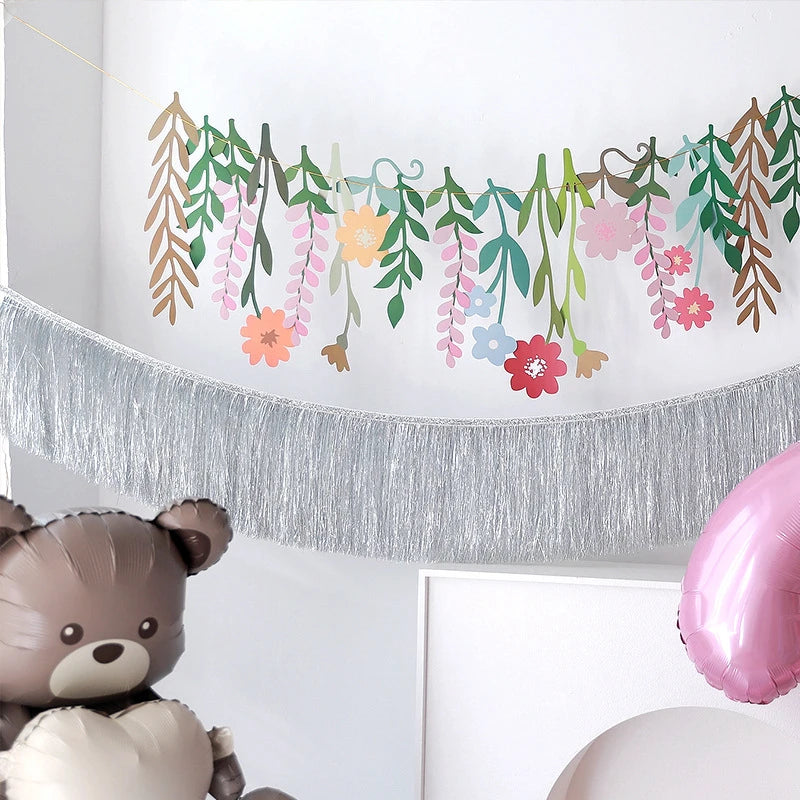 Floral Leaf Garland Paper Banner – Birthday Party Decoration Party Garland Banner Babs