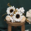 Artificial Silk Flower Bouquet – Sunflower, Peony & Hydrangea Artificial Flower Bouquet Babs Autumn White 3PCS