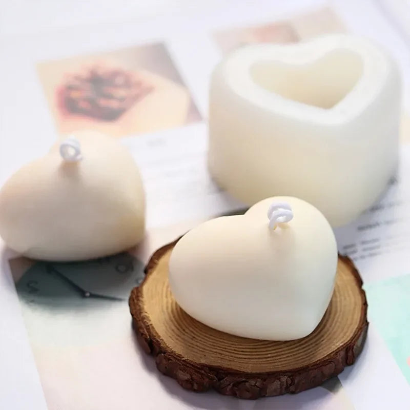2pcs 3D Heart Silicone Mold – Candle, Resin & Baking Silicone Craft Mold Babs