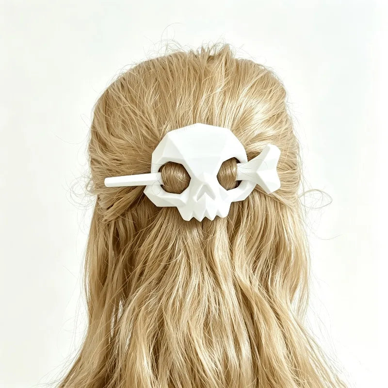 Geometric Skull Hair Stick & Barrette – Gothic Punk Accessory Gothic Hair Accessory Babs