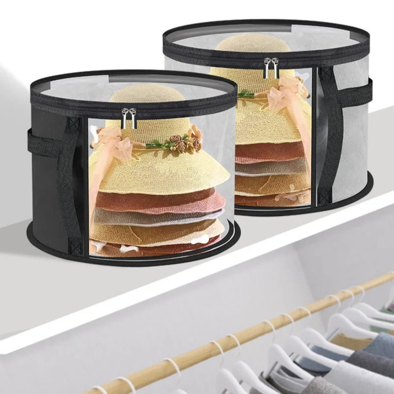 Large Round Foldable Hat Box Storage Organizer – Travel & Closet Hat Storage Box Babs