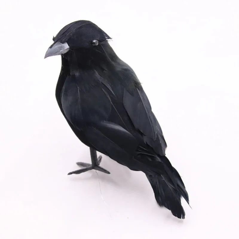 Realistic Black Crow Halloween Decoration Flocked Feather Prop Halloween Decoration Babs