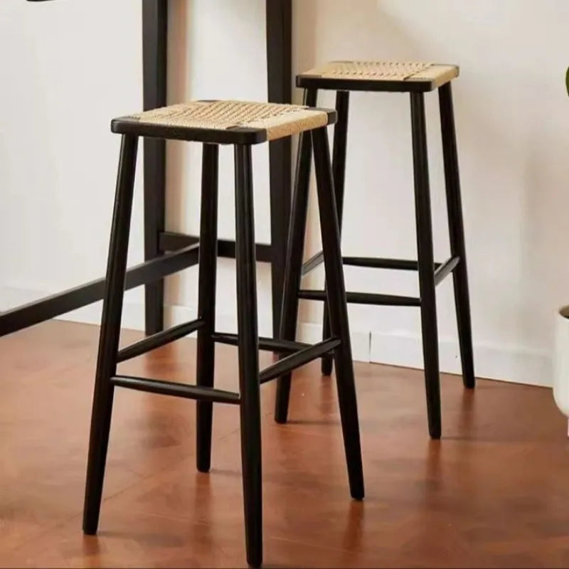 Nordic Solid Oak Stool – Handmade Rattan, 4 Heights Available Solid Wood Stool Babs