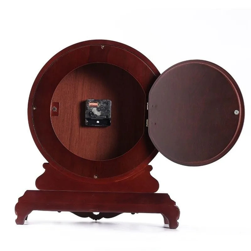 Retro Wooden Desk Clock – Antique Luxury Tabletop Timepiece Decorative Desk Clock Babs