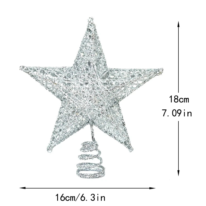 Gold Silver Glitter Star Christmas Tree Topper Ornament Christmas Tree Topper Babs 18cm Silvery