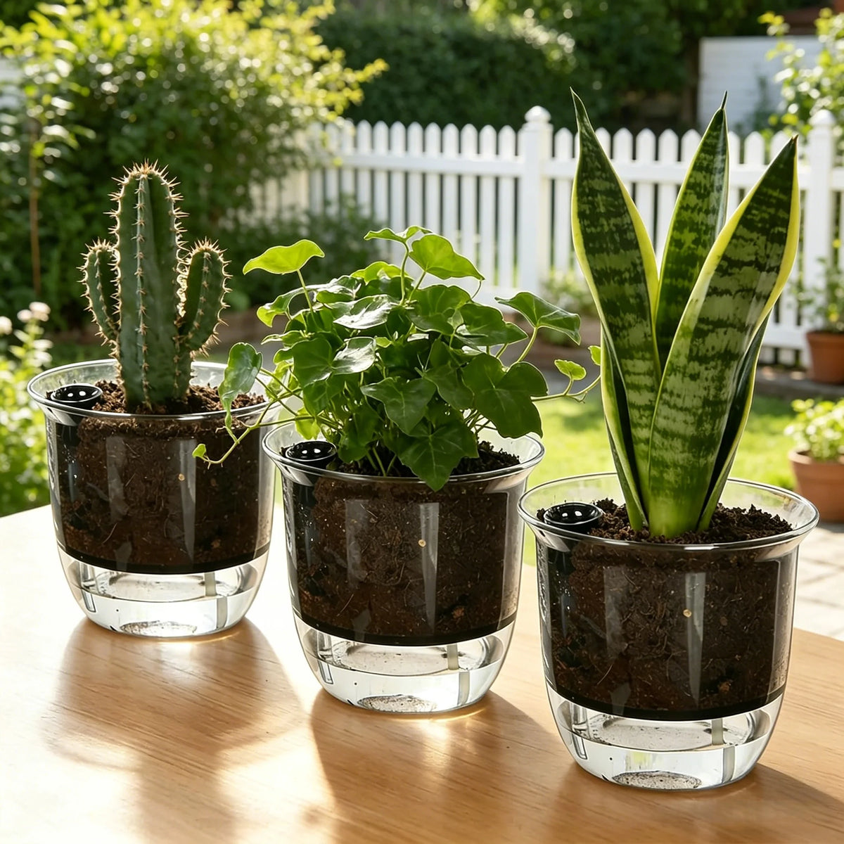 2-Pack Clear Self-Watering Indoor Plant Pots with Deep Reservoir Self-Watering Planter Babs