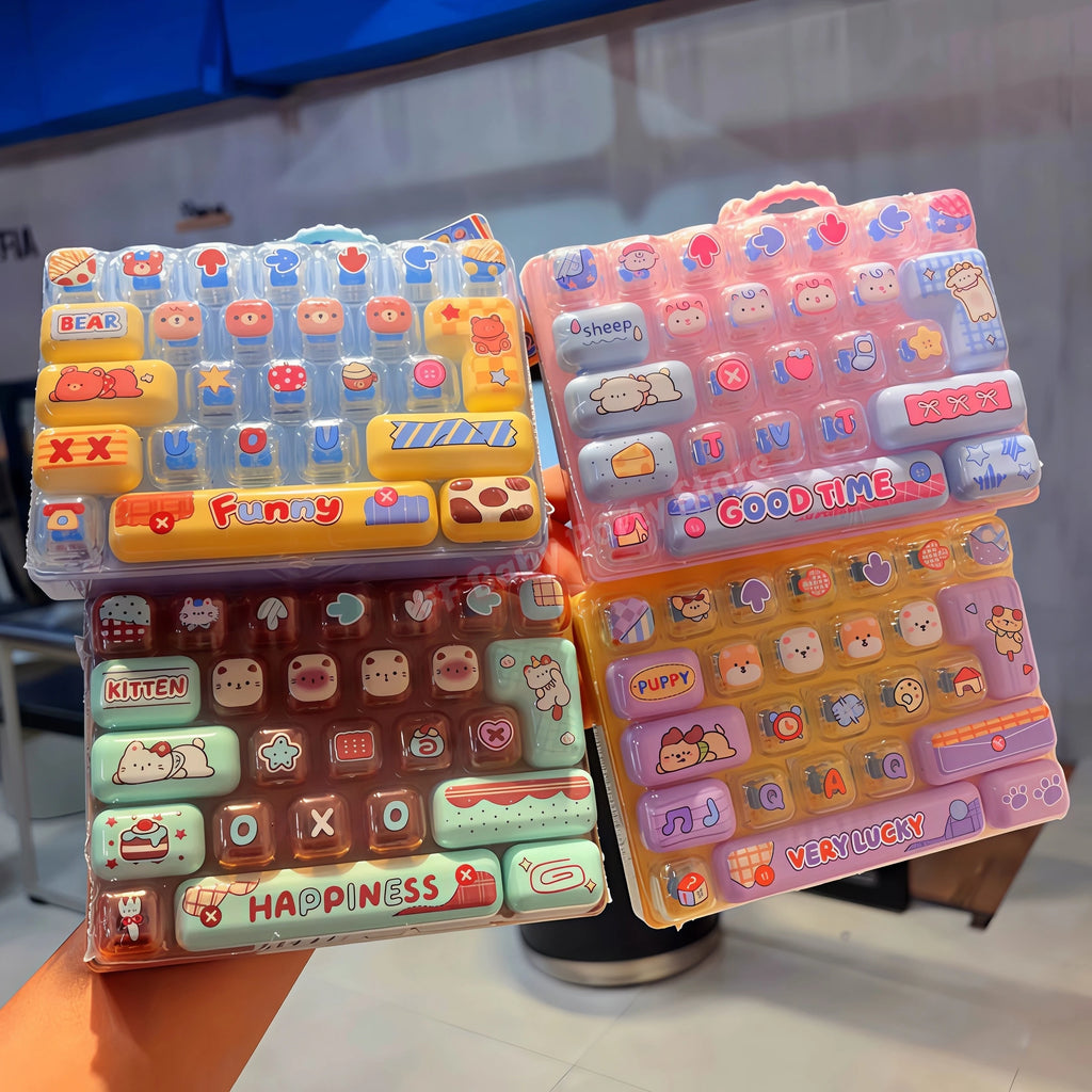 26-Key Candy Color Keycap Keychain Fidget Clicker Bag Pendant Fidget Clicker Keychain Babs