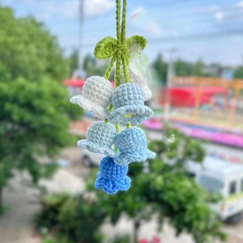 Handmade Knitted Lily of the Valley Flower Bag Pendant Knitted Bag Charm Babs