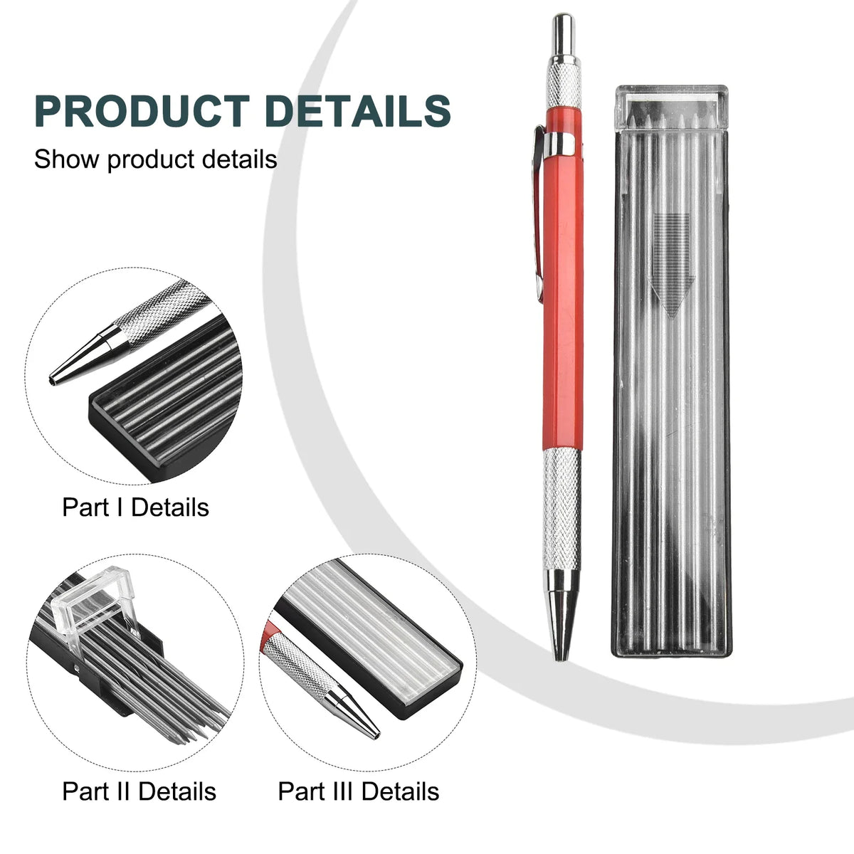 Mechanical Welder's Metal Marker Pencil + 12 Silver Refills Metal Marker Pencil Babs