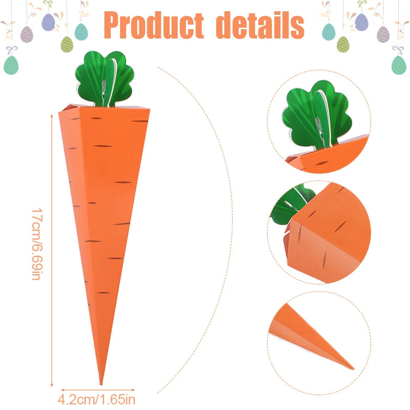 12pcs Easter Carrot Candy Boxes – Bunny Party Favor Bags Party Favor Boxes Babs