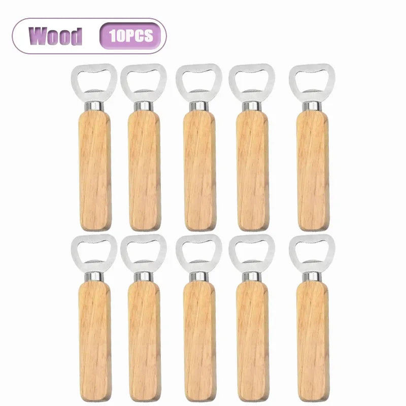 Wooden Handle Stainless Steel Bottle Opener – Bar & Kitchen Bottle Opener Babs Wood-10PCS