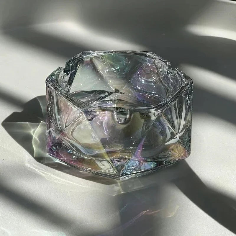 Crystal Glass Ashtray – Light Luxury Water Chestnut Design Glass Ashtray Babs D-7.8x4.5cm