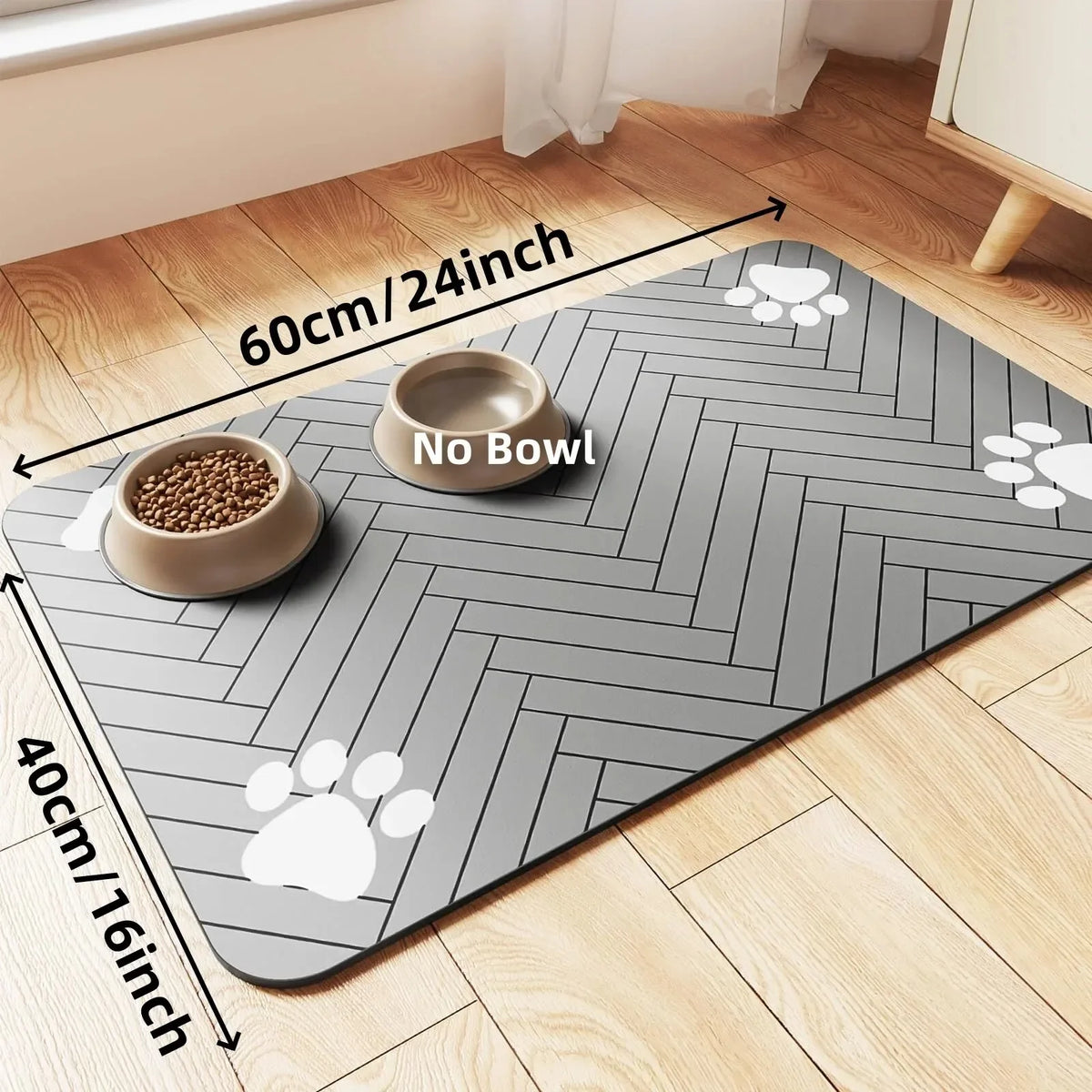 Absorbent Pet Feeding Mat – Non-Slip Waterproof Food Bowl Mat Pet Feeding Mat Babs 40X60cm Grey