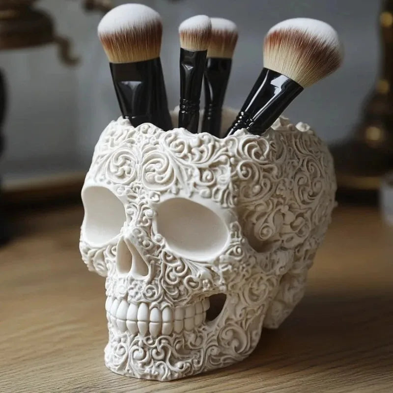 Halloween Skull Makeup Brush & Pen Holder – Colorful Desk Decor Desk Organizer Babs