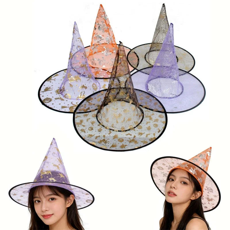 Halloween Witch Hat – Pumpkin Embossed Tulle Costume Hat Costume Hat Babs