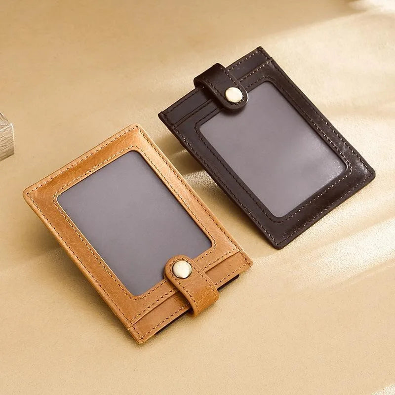 Leather Pull-Out Card Holder – Slim Unisex Wallet with Buckle Leather Card Holder Babs