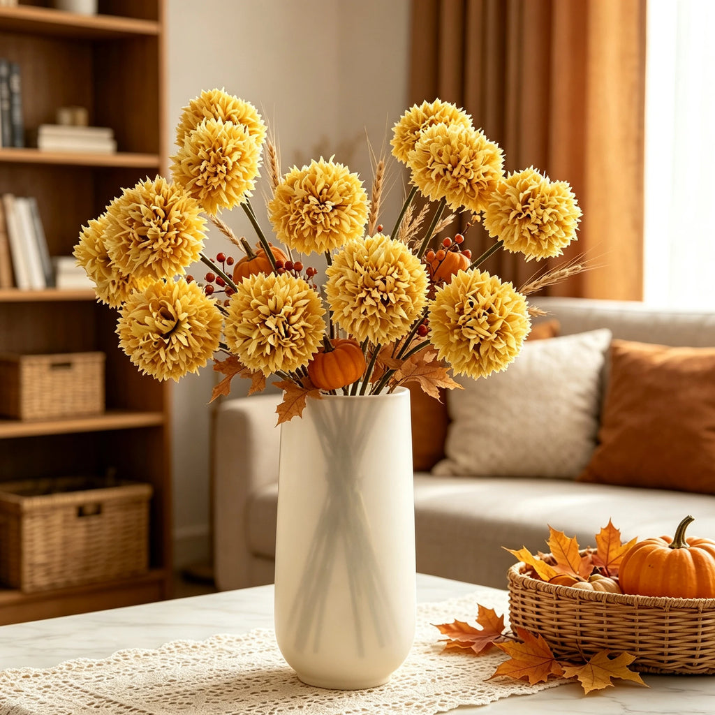 5-Pack Silk Artificial Chrysanthemum Flowers – Wedding & Home Artificial Silk Flowers Babs