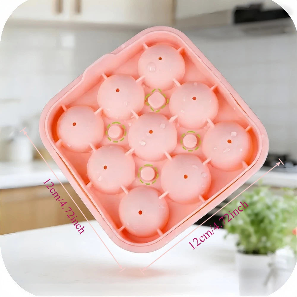 Soccer Ball Silicone Ice Cube Tray with Lid – 9 Cavities Silicone Ice Cube Tray Babs