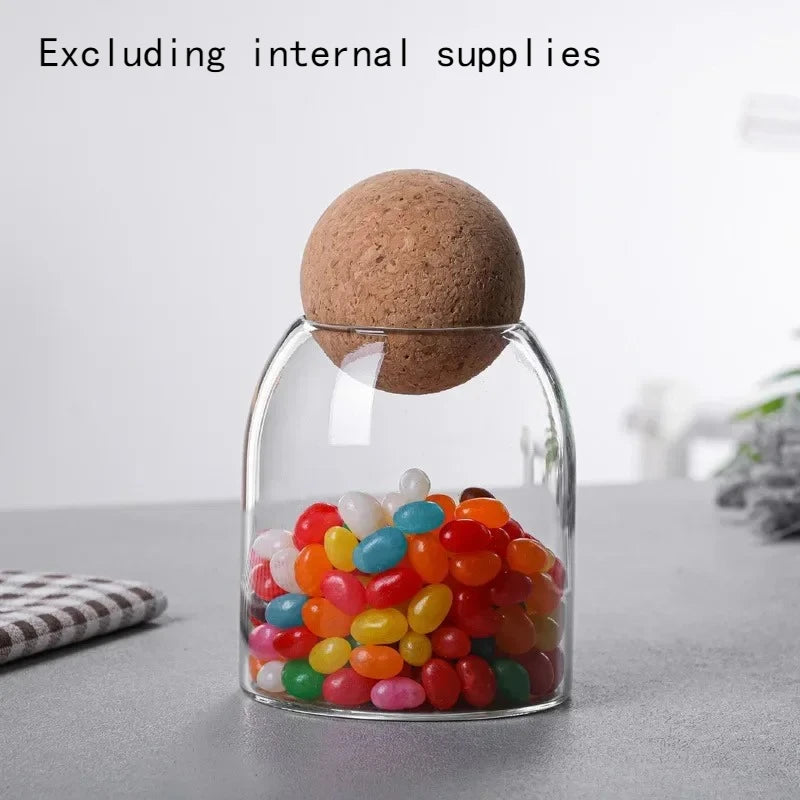 Glass Cork Jar for Coffee Beans, Tea & Dry Food Storage Glass Storage Jar Babs 500ML 1-tier