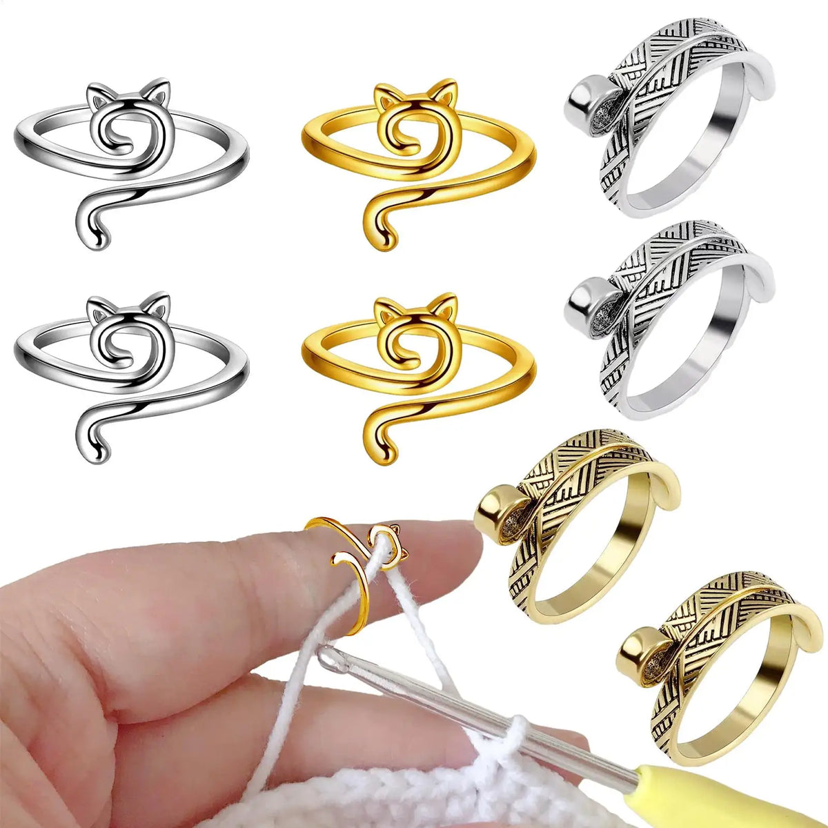Adjustable Crochet Yarn Guide Ring | Knitting Thimble Holder Crochet Yarn Ring Babs