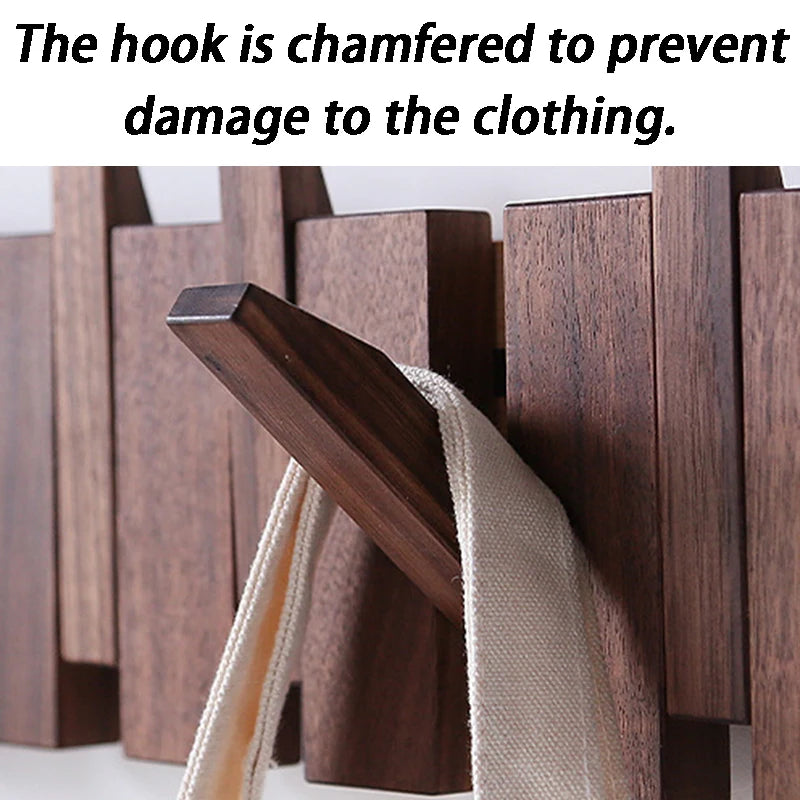 Piano Keys Solid Oak Wood Wall-Mounted Coat Rack – 6 Hooks Wall Coat Rack Babs