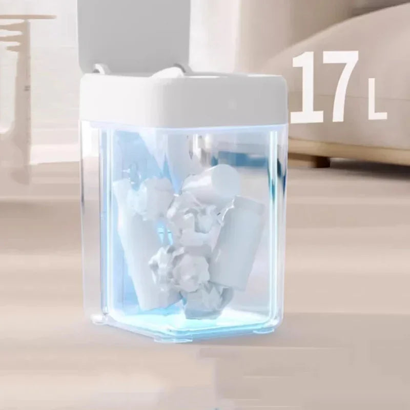 White Smart Sensor Trash Can 17L – Auto Inductive Wastebasket Smart Trash Can Babs