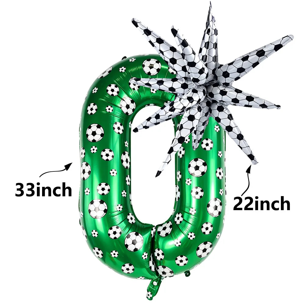 Green Soccer Number Foil Balloons Set 0-9 | Football Party Decor Party Foil Balloons Babs B number-0 As pictures show