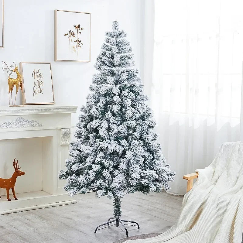 White Flocked Christmas Tree with Tree Skirt & Snow – PVC Artificial Christmas Tree Babs